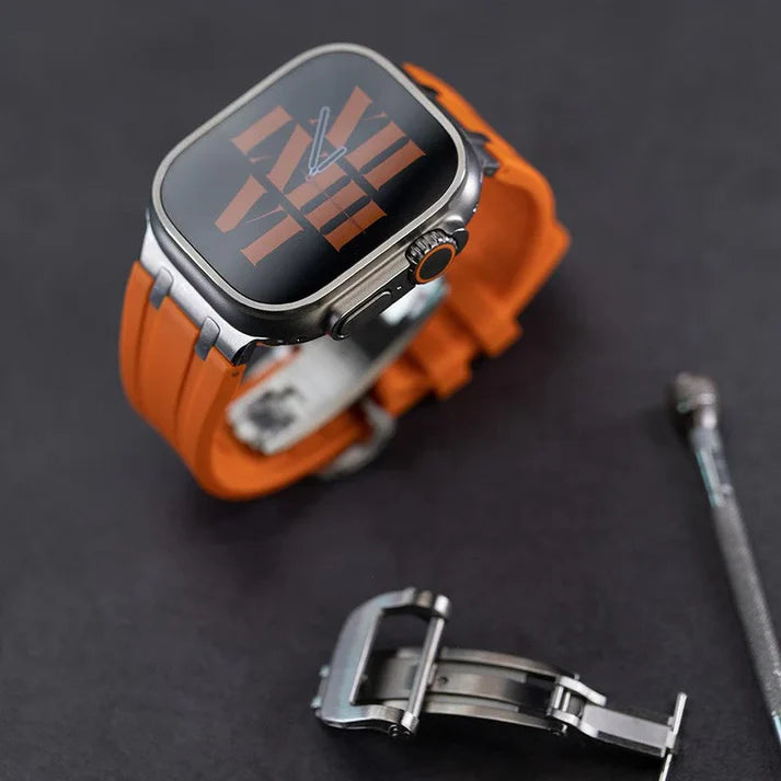 Thick Silicone Band With Titanium Adapter For Apple Watch