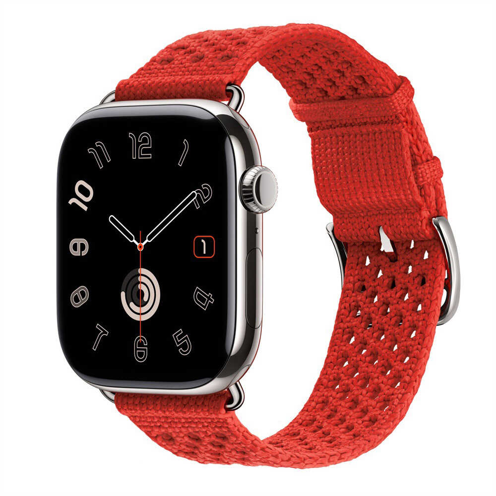 iBandGear Braided Nylon Band for Apple Watch Breathable Sport Strap - Orange Red