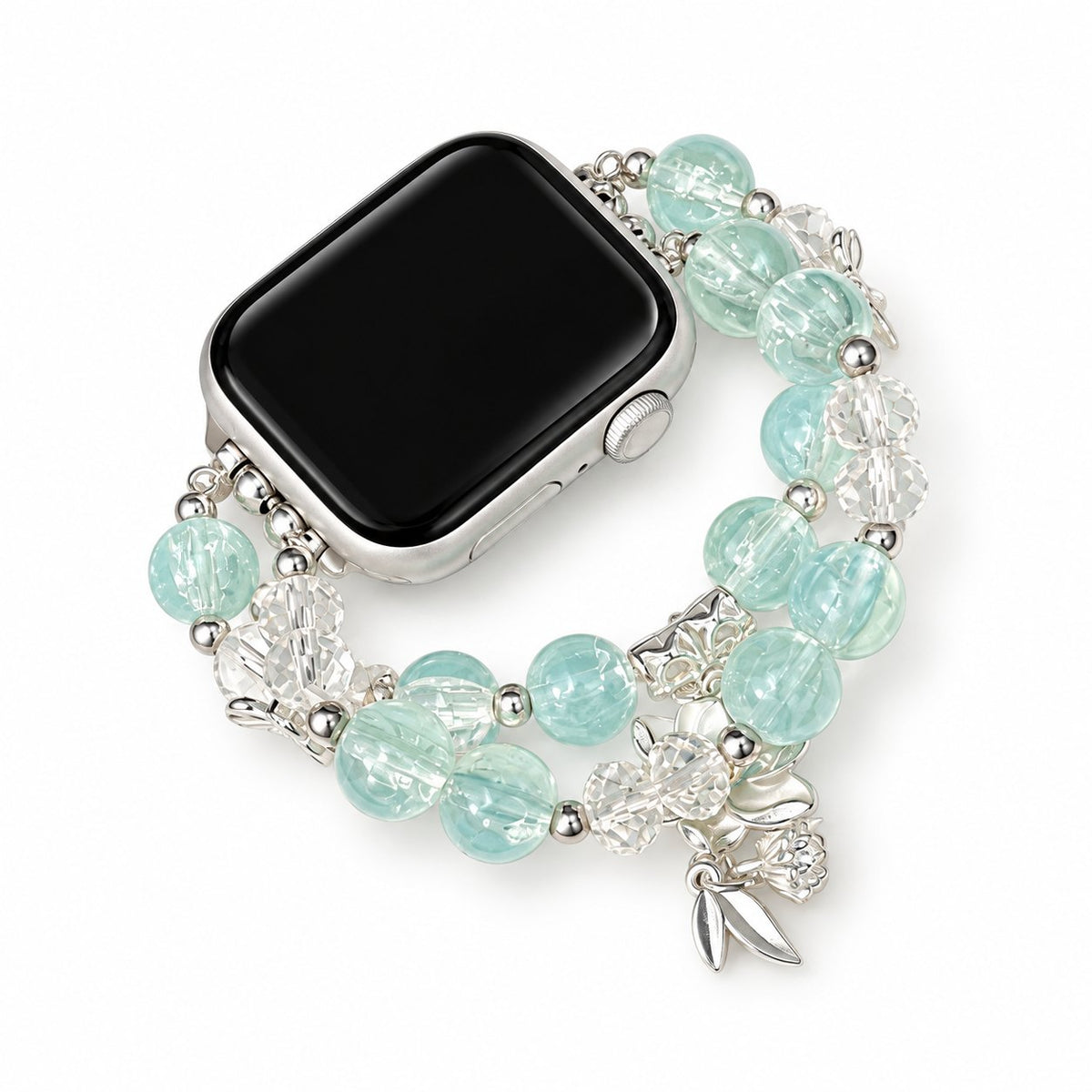 iBandGear Lotus Beaded Bracelet Band for Apple Watch - Aqua Blue