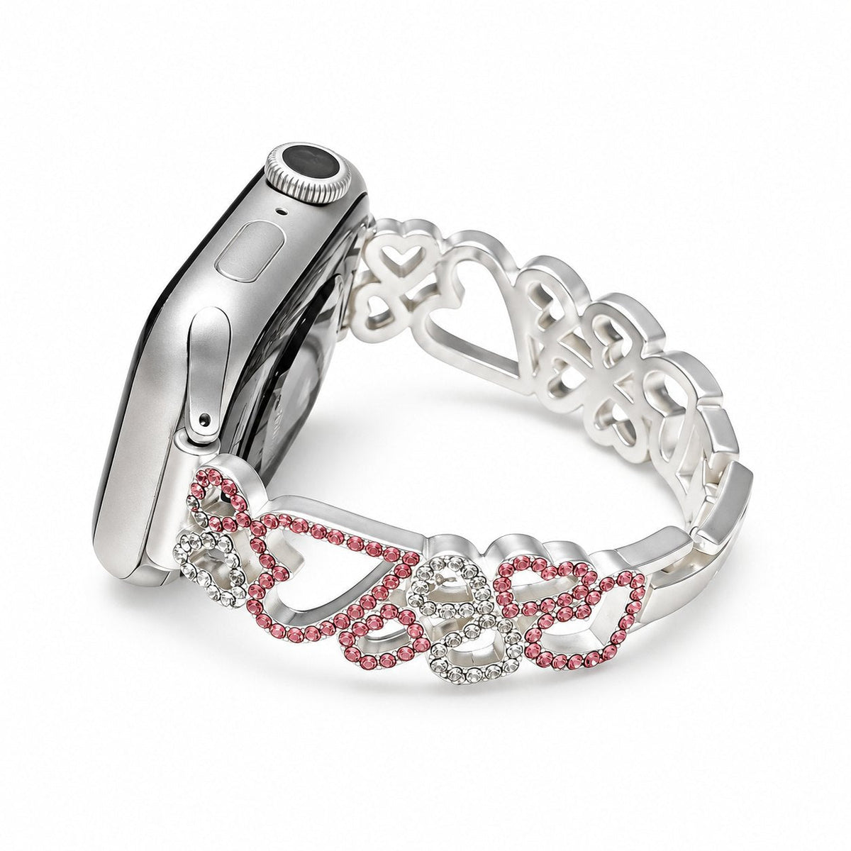 iBandGear Rhinestone Heart Metal Bracelet Band for Apple Watch - Pink