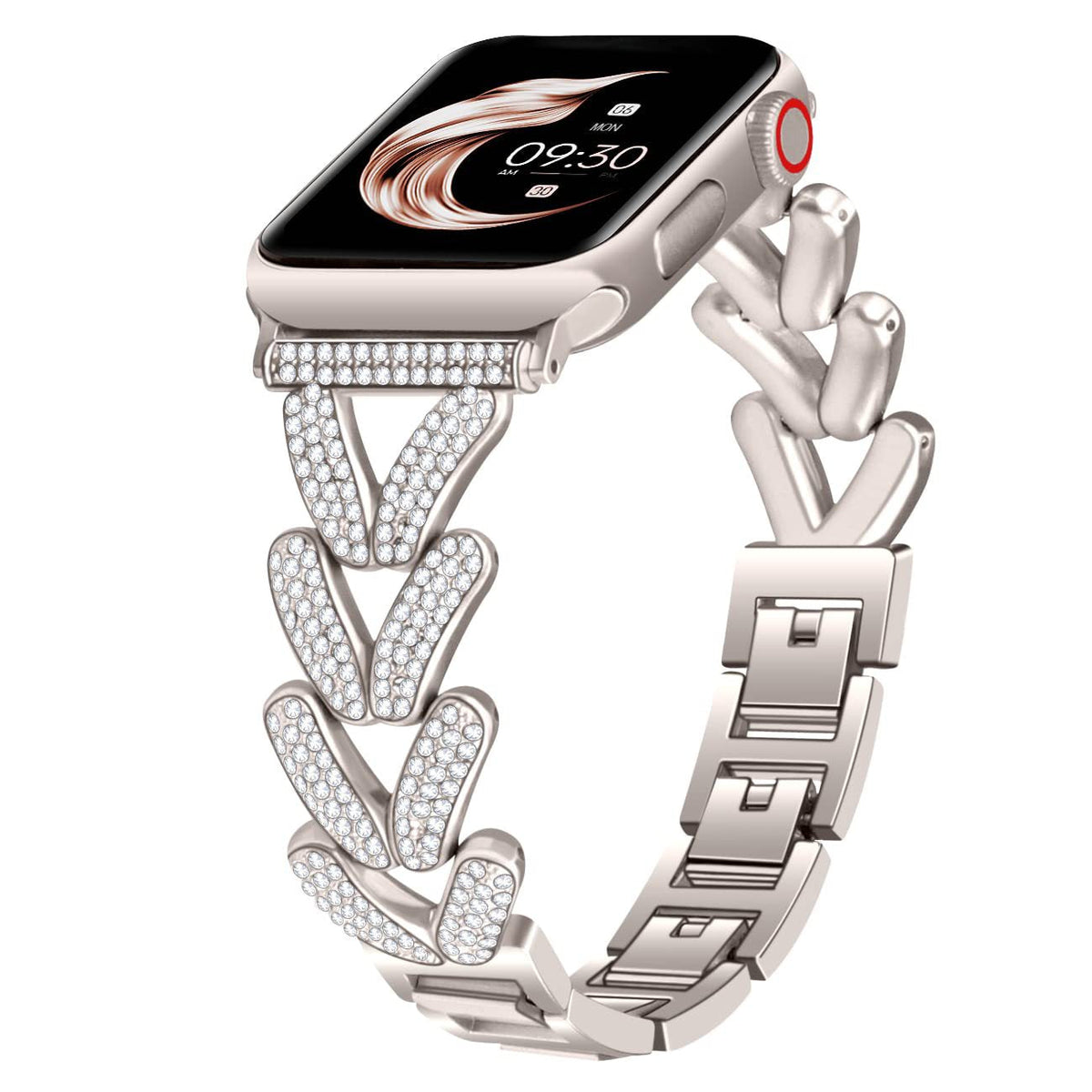 iBandGear Rhinestone Wheat Link Band for Apple Watch Elegant Jewelry Style - Starlight