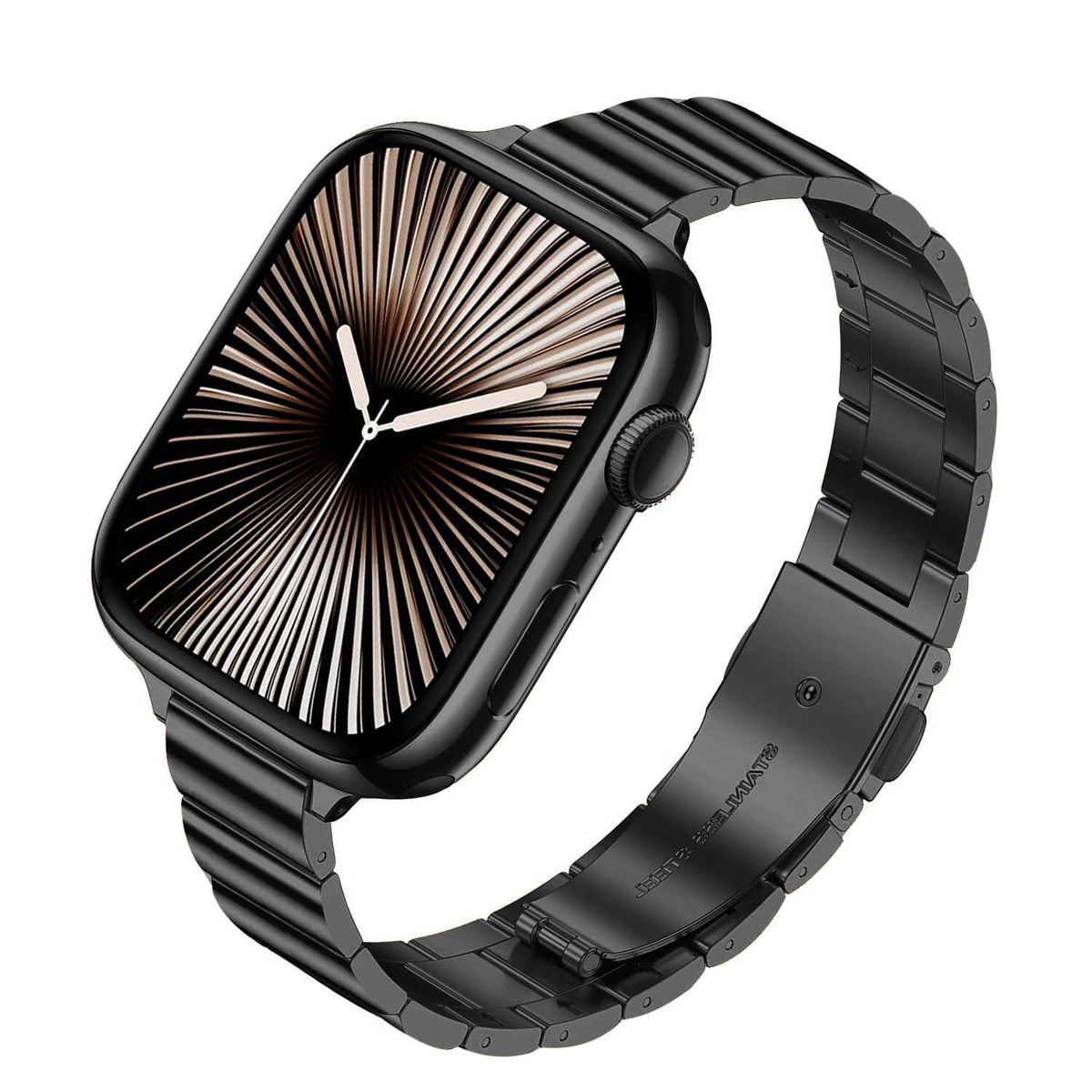 iBandGear Slim Stainless Steel Link Band for Apple Watch – Refined Metal Style - Black