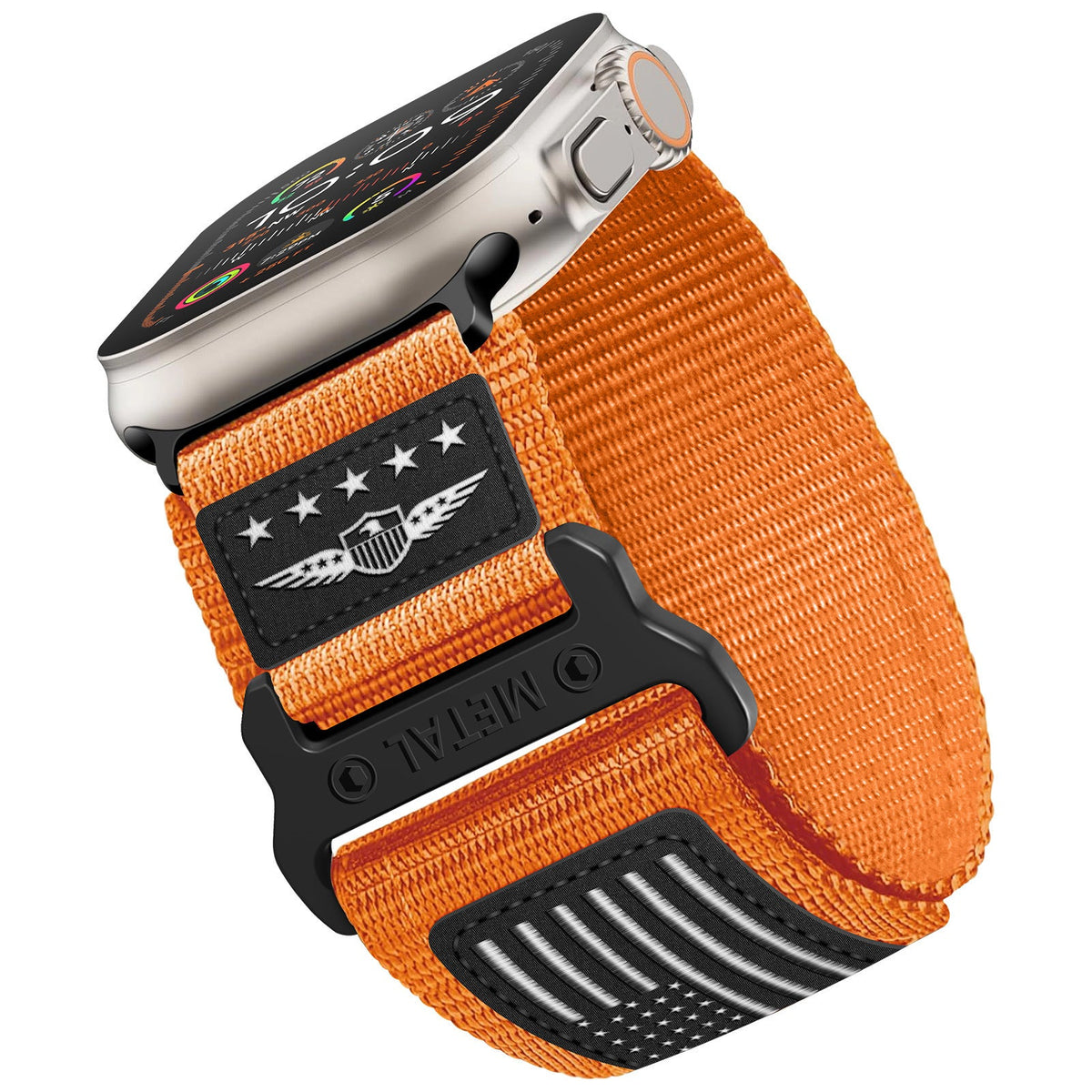 iBandGear Tactical Nylon Band for Apple Watch Ultra – Rugged Outdoor Sport Strap - Orange