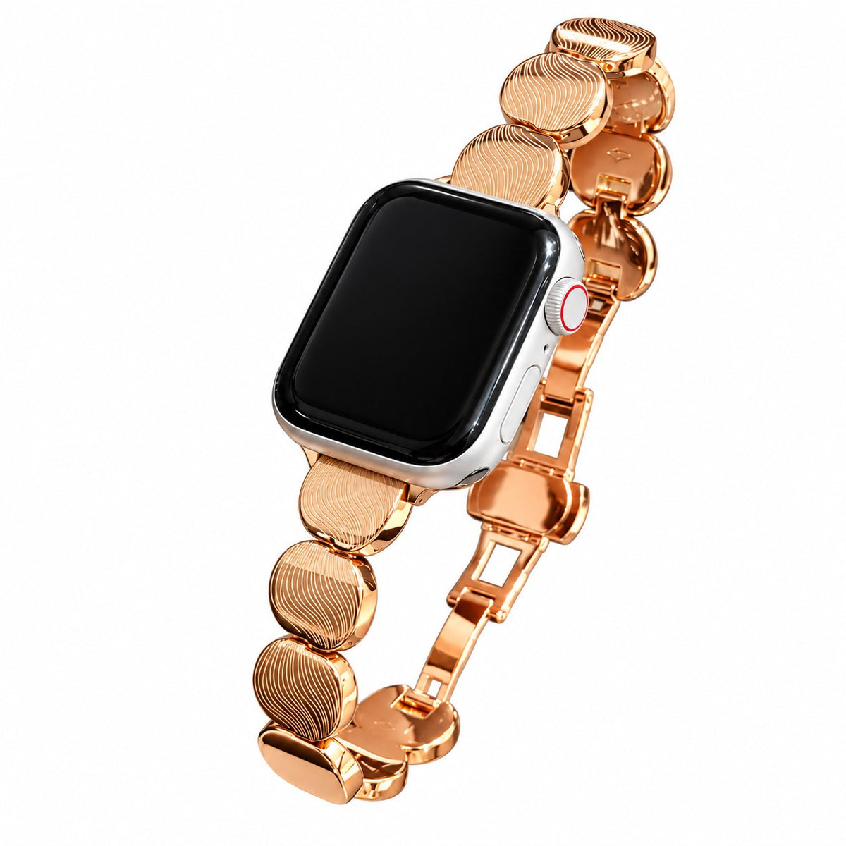 iBandGear Textured Disc Metal Bracelet Band for Apple Watch - Rose Gold