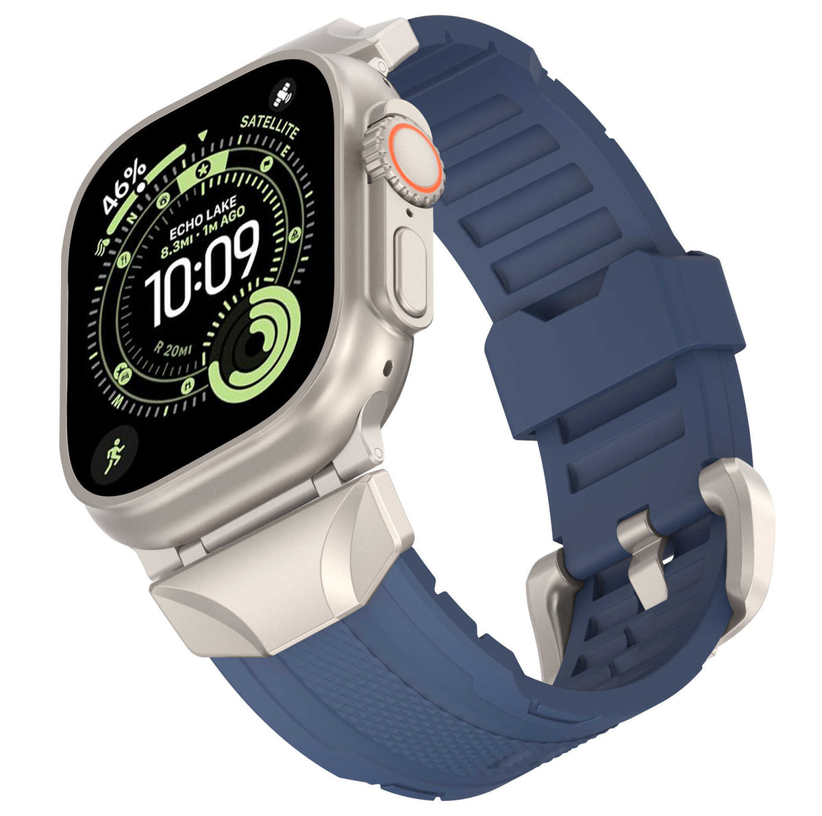 iBandGear TrailArmor Rugged TPU Band for Apple Watch - Titanium-Blue