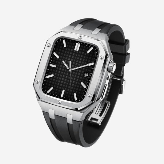 AP9006 Silicone Band Stainless Steel Case Retrofit Kit For Apple Watch.