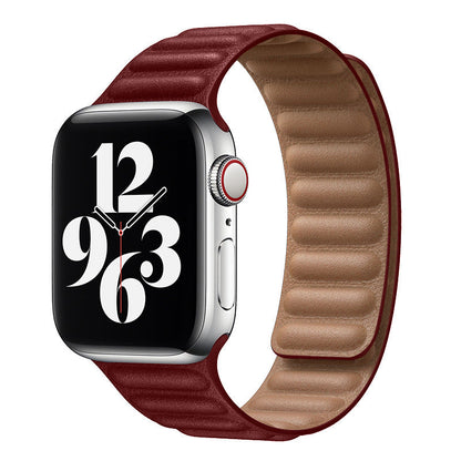iBandGear Magnetic Leather Link Band - Burgundy