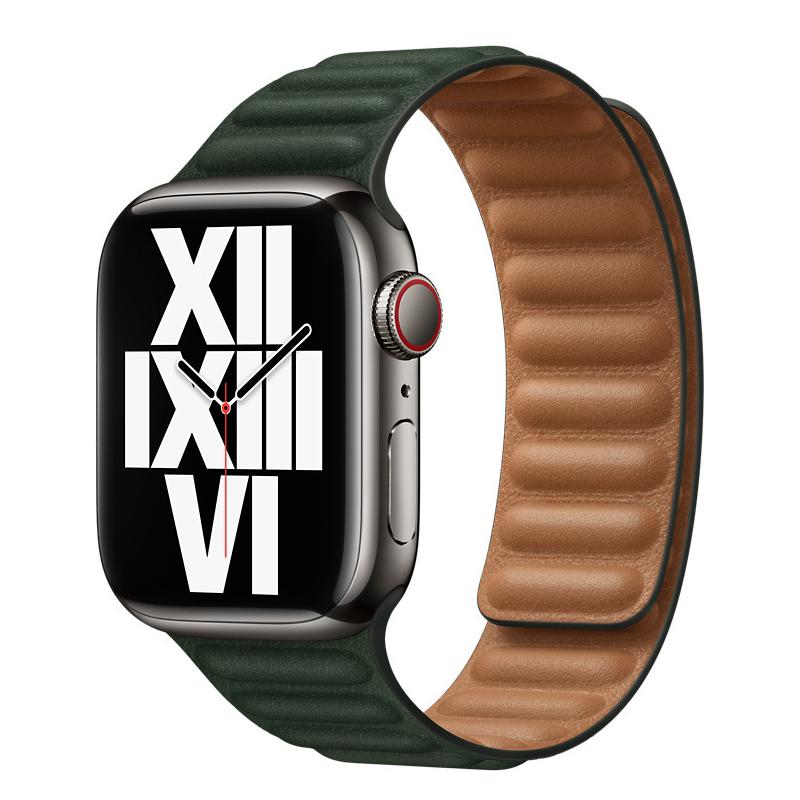 iBandGear Magnetic Leather Link Band - Dark Green
