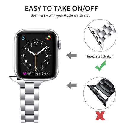 Thin Adjustable Stainless Steel Apple Watch Band for Women