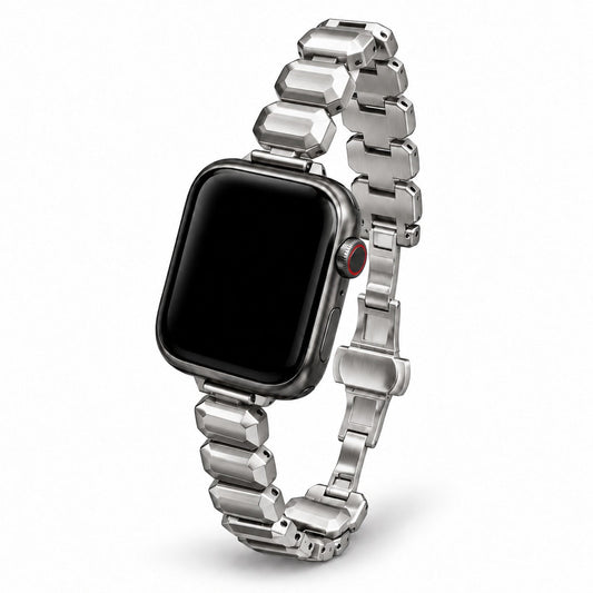 Faceted Link Bracelet Band for Apple Watch — Silver