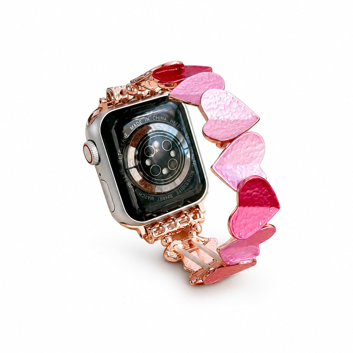 iBandGear 3D Folded Heart Elastic Band for Apple Watch – Colorful Metal Bracelet Style - Rose Gold