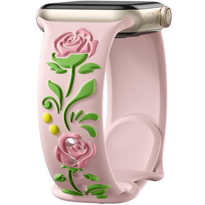 iBandGear 3D Rose Embossed Silicone Band for Apple Watch - Pink – Sand Pink