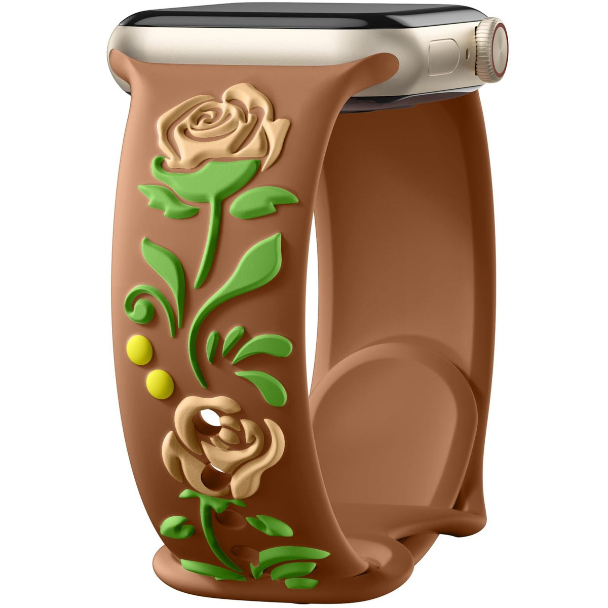 iBandGear 3D Rose Embossed Silicone Band for Apple Watch - Champagne – Red Brown
