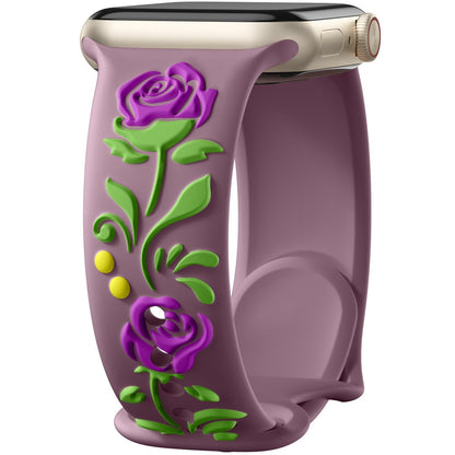 iBandGear 3D Rose Embossed Silicone Band for Apple Watch - Purple – Smoky Purple