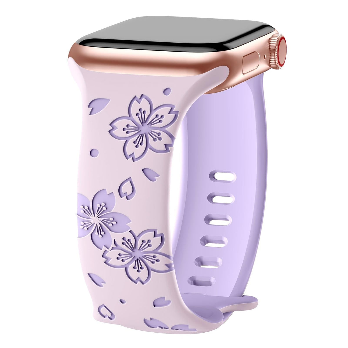 iBandGear 3D Sakura Engraved Silicone Band for Apple Watch - Light Purple-Lavender