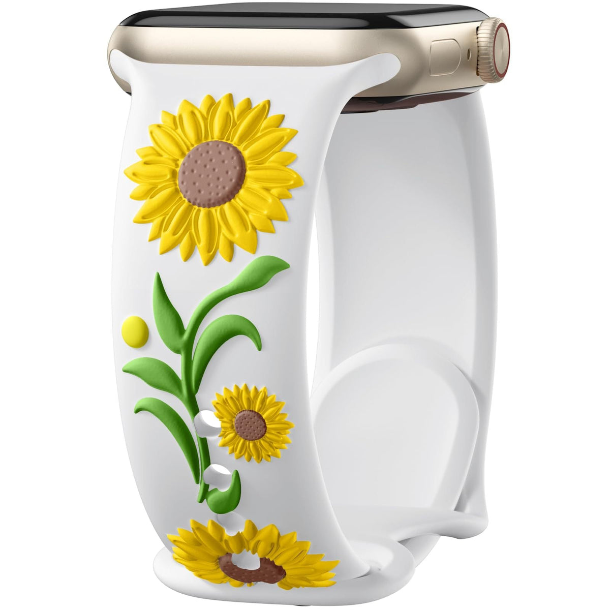 iBandGear 3D Sunflower Embossed Dual-Color Silicone Band for Apple Watch - Yellow – White