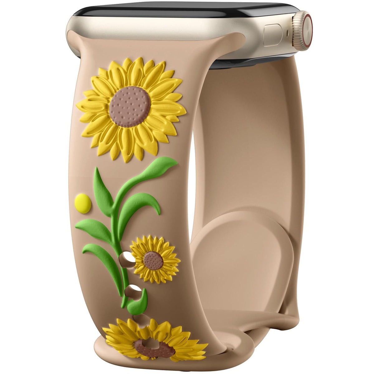 iBandGear 3D Sunflower Embossed Dual-Color Silicone Band for Apple Watch - Yellow – Milk Tea