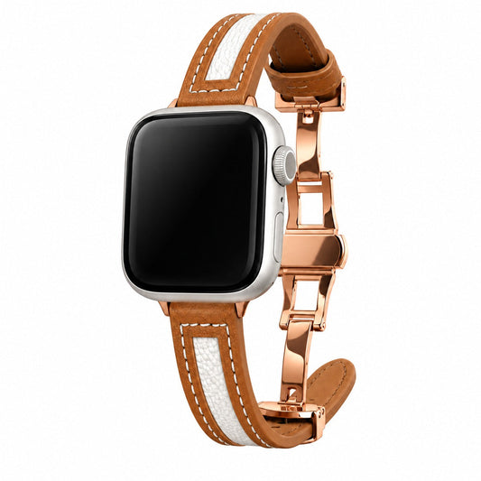 Canvas Stripe Leather Band for Apple Watch — Brown