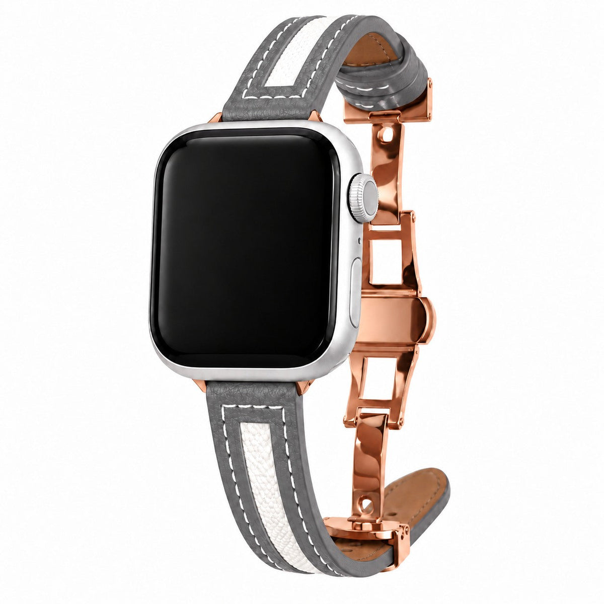 Canvas Stripe Leather Band for Apple Watch — Gray