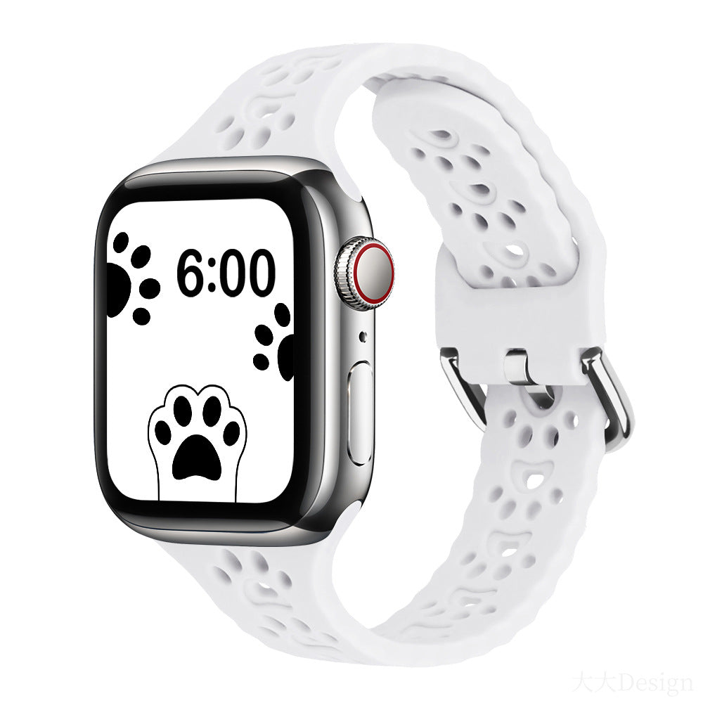 Paw Cutout Silicone Band for Apple Watch — White