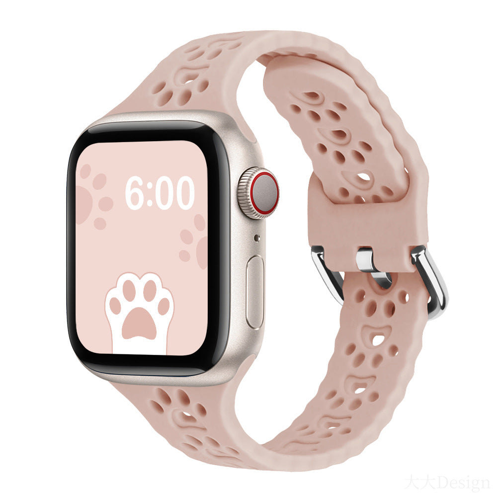 Paw Cutout Silicone Band for Apple Watch — Sand Pink