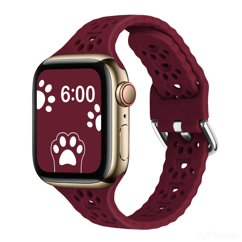 Paw Cutout Silicone Band for Apple Watch — Burgundy