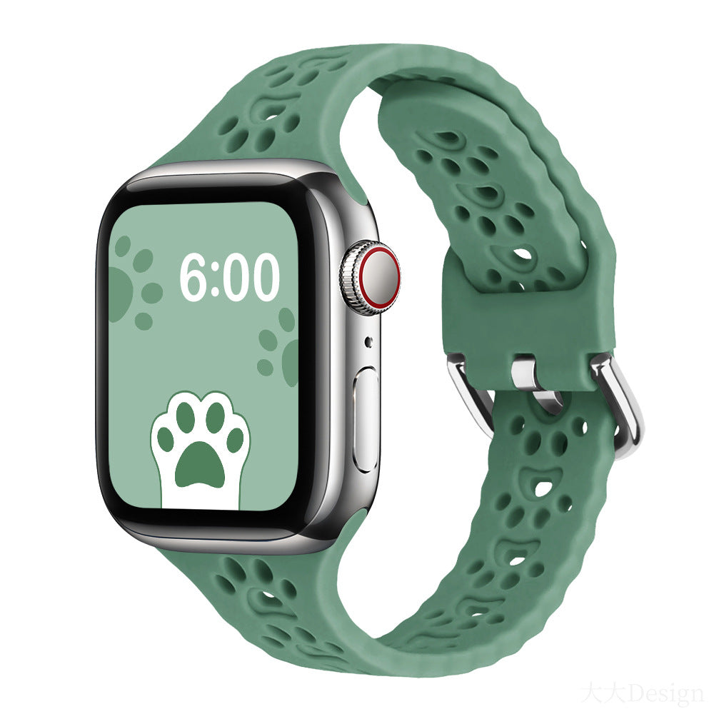 Paw Cutout Silicone Band for Apple Watch — Green