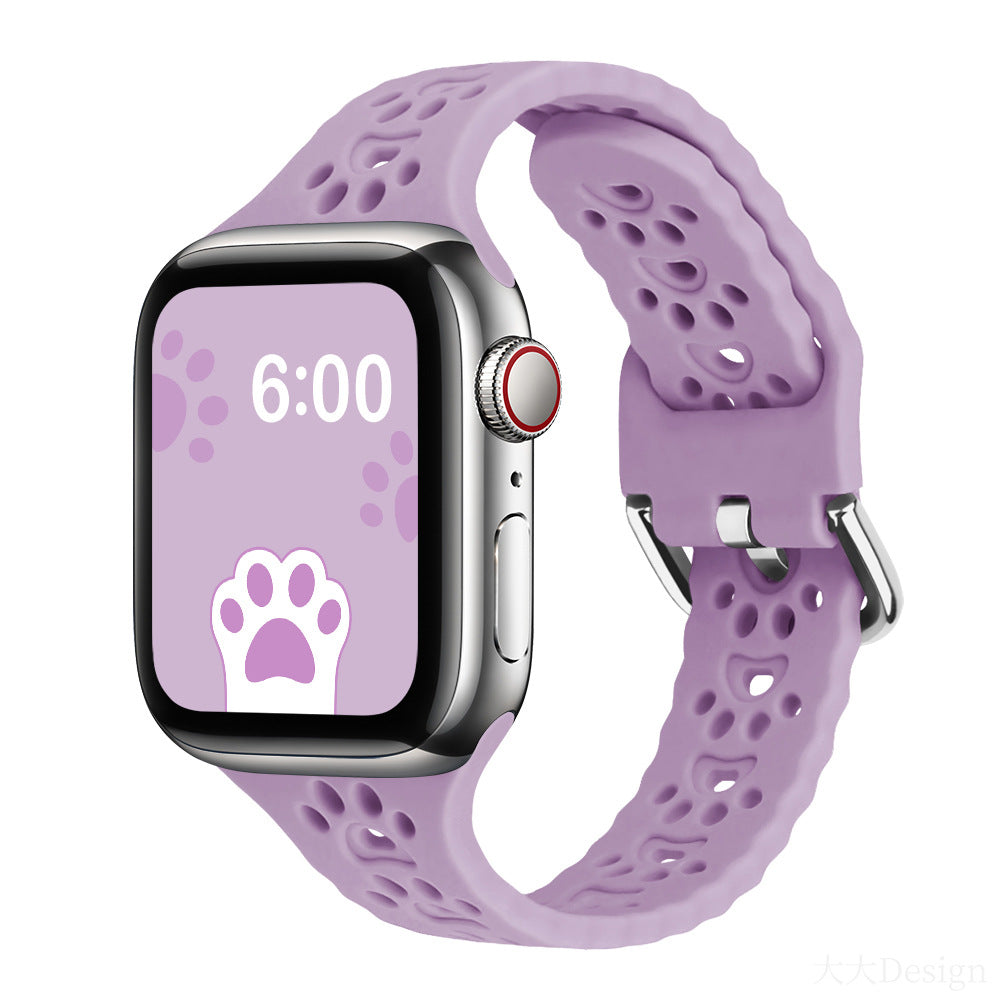 Paw Cutout Silicone Band for Apple Watch — Purple