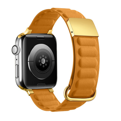 iBandGear Adjustable Magnetic Leather Band for Apple Watch - Amber Gold