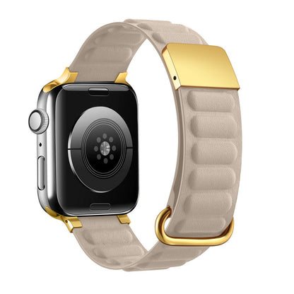 iBandGear Adjustable Magnetic Leather Band for Apple Watch - Khaki