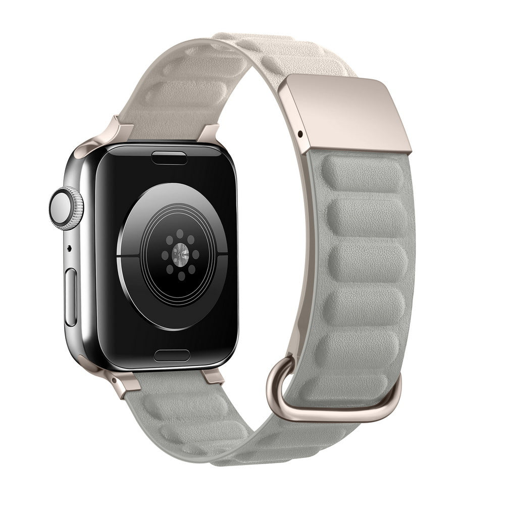 iBandGear Adjustable Magnetic Leather Band for Apple Watch - Starlight Gray