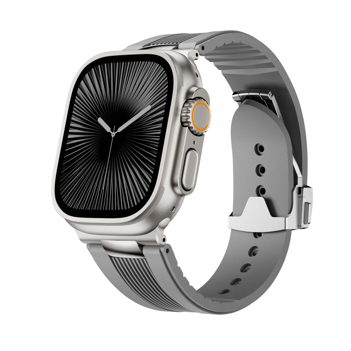 iBandGear AeroFlow Silicone Band for Apple Watch Modern Sport Strap - Silver-Gray