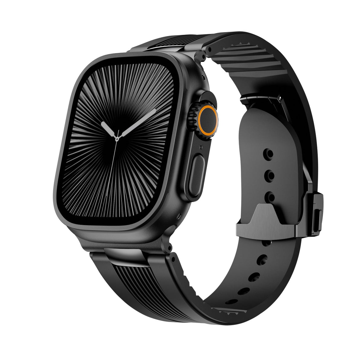 iBandGear AeroFlow Silicone Band for Apple Watch Modern Sport Strap - Black-Black