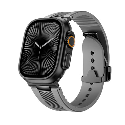 iBandGear AeroFlow Silicone Band for Apple Watch Modern Sport Strap - Black-Gray