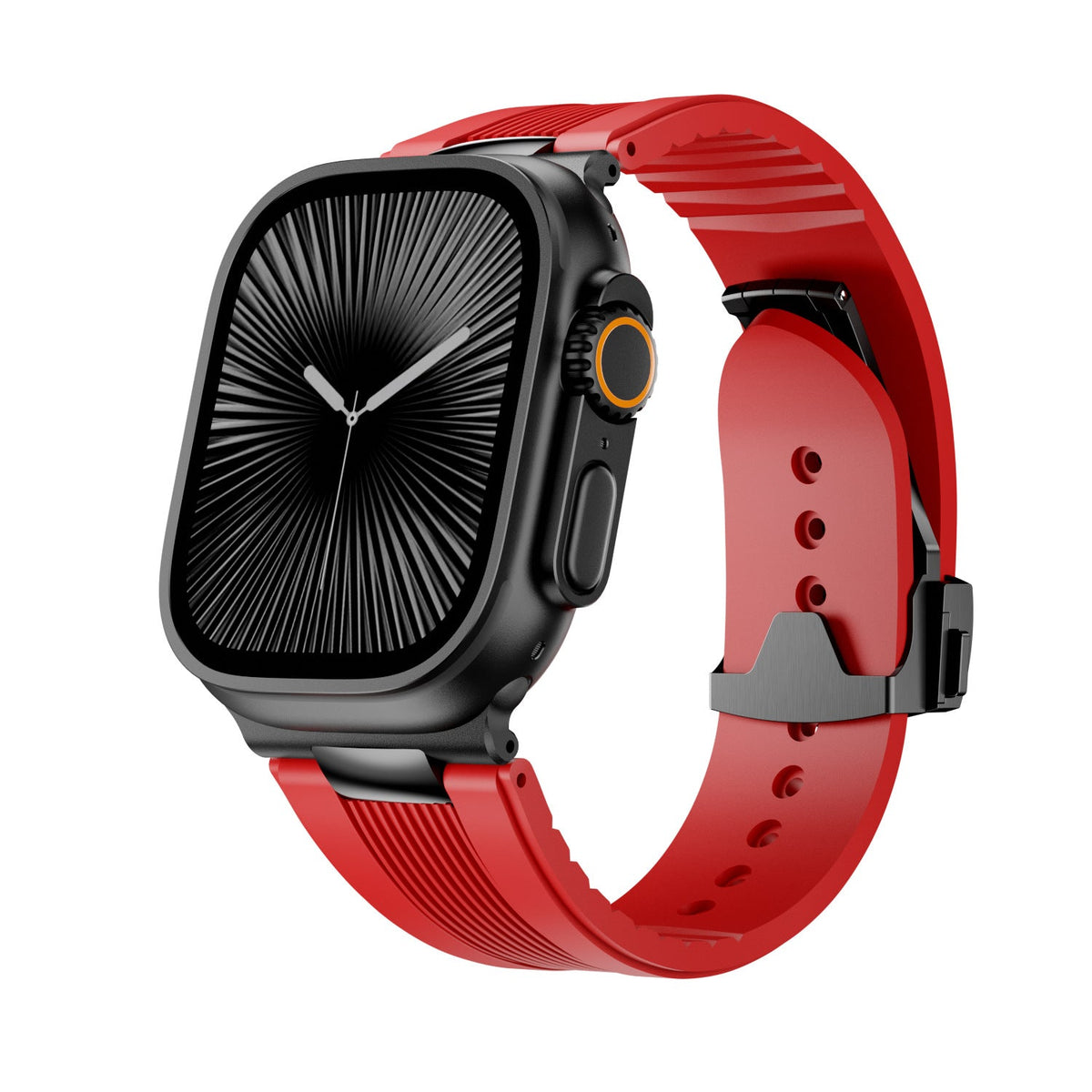 iBandGear AeroFlow Silicone Band for Apple Watch Modern Sport Strap - Black-Red