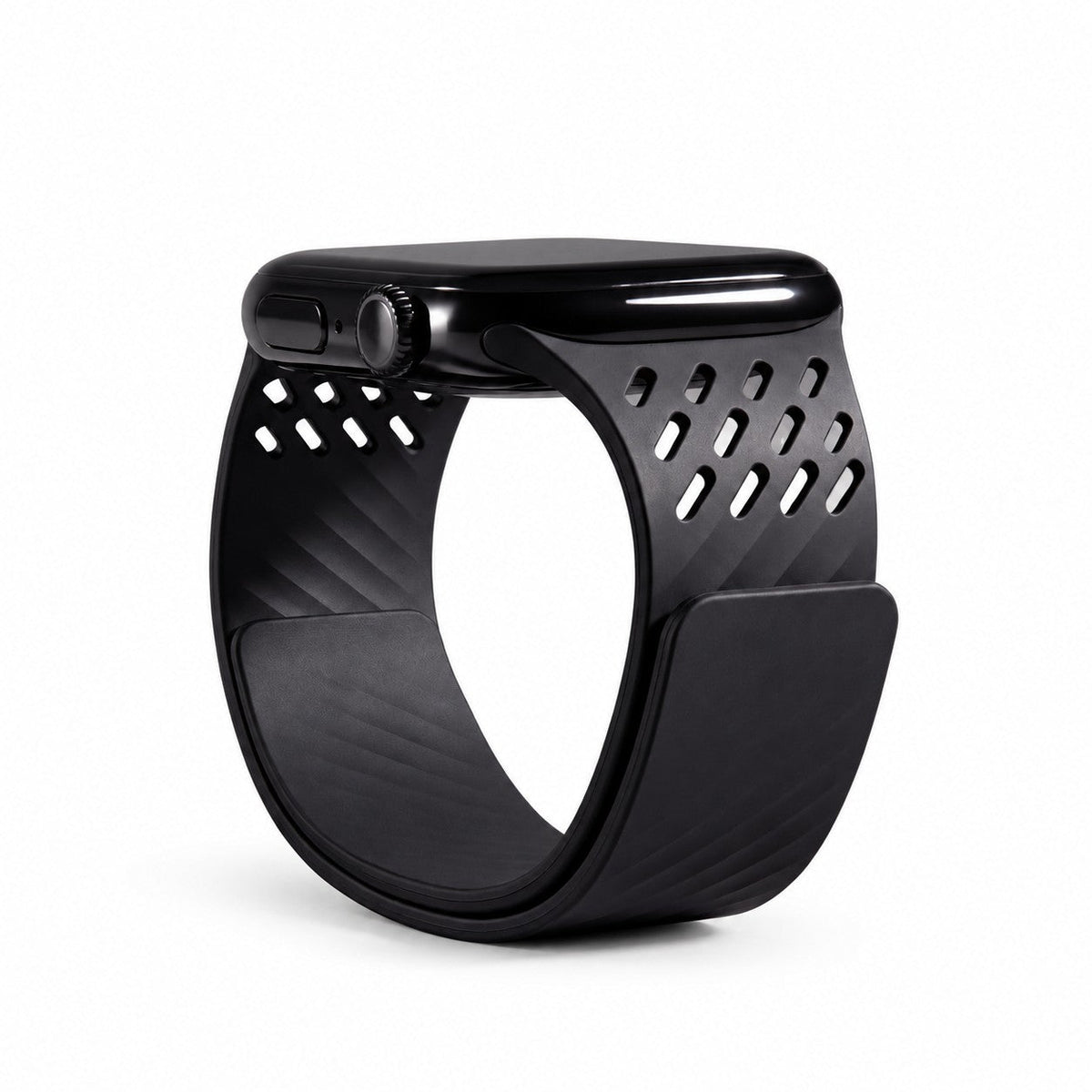 iBandGear AeroRidge Magnetic Silicone Band for Apple Watch - Black