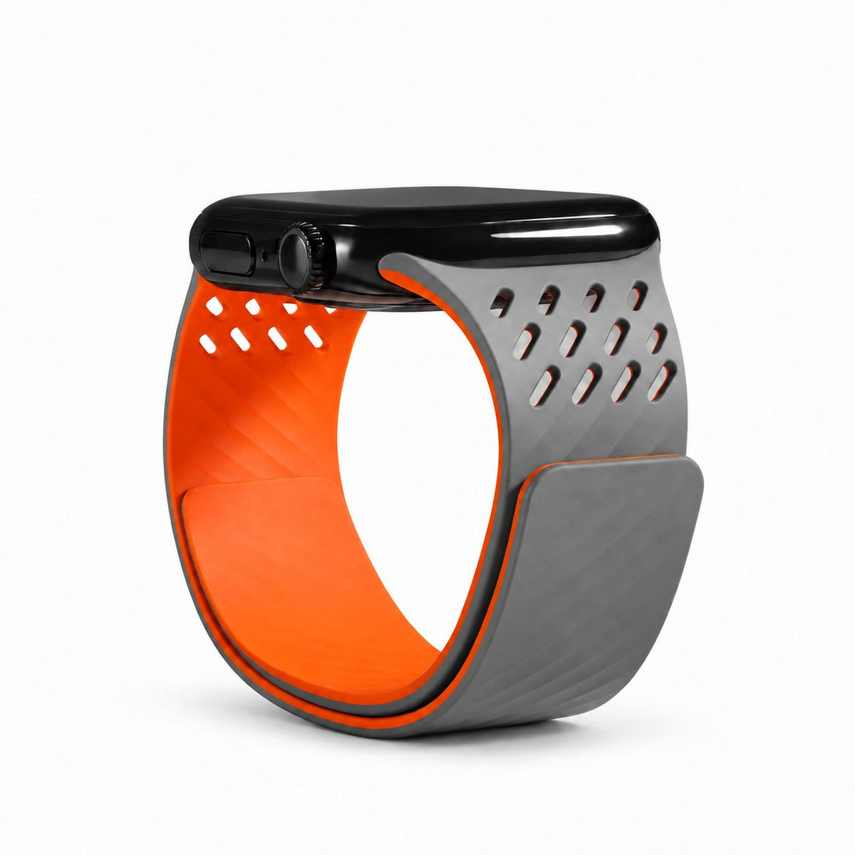 iBandGear AeroRidge Magnetic Silicone Band for Apple Watch - Gray-Orange