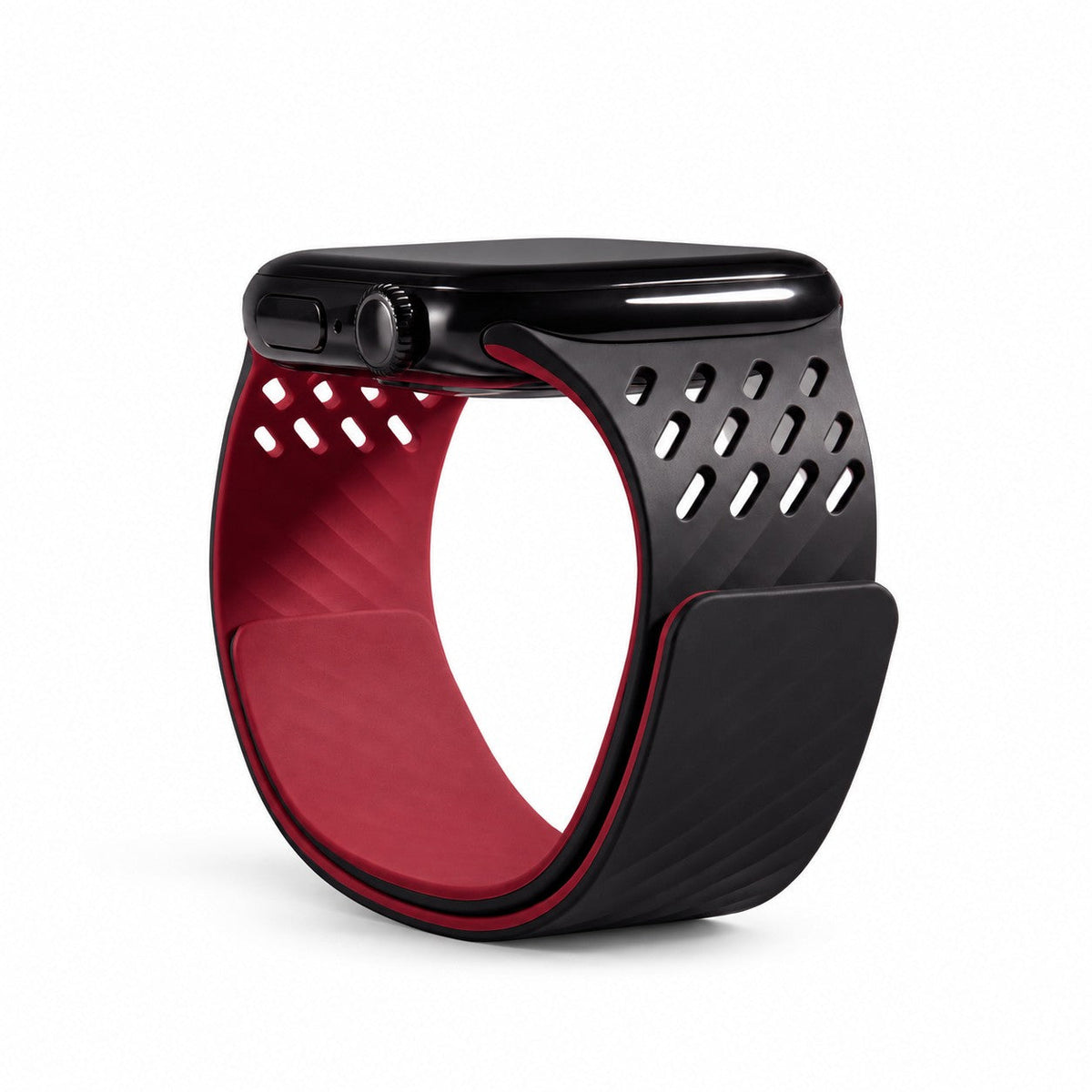 iBandGear AeroRidge Magnetic Silicone Band for Apple Watch - Black-Red
