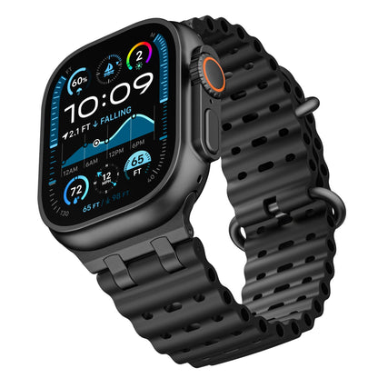 iBandGear AirFlow Ripple Silicone Band for Apple Watch Breathable Sport Strap - Black - Black