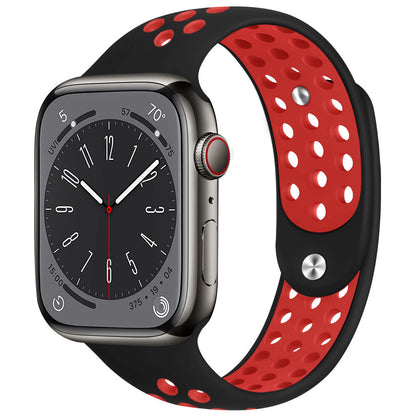 iBandGear AirFlow Sport Silicone Band for Apple Watch Breathable Performance Strap - Black - Red