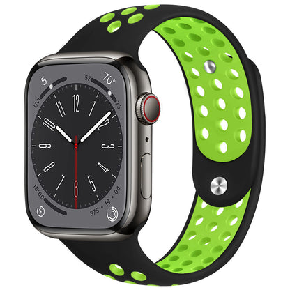 iBandGear AirFlow Sport Silicone Band for Apple Watch Breathable Performance Strap - Black - Green