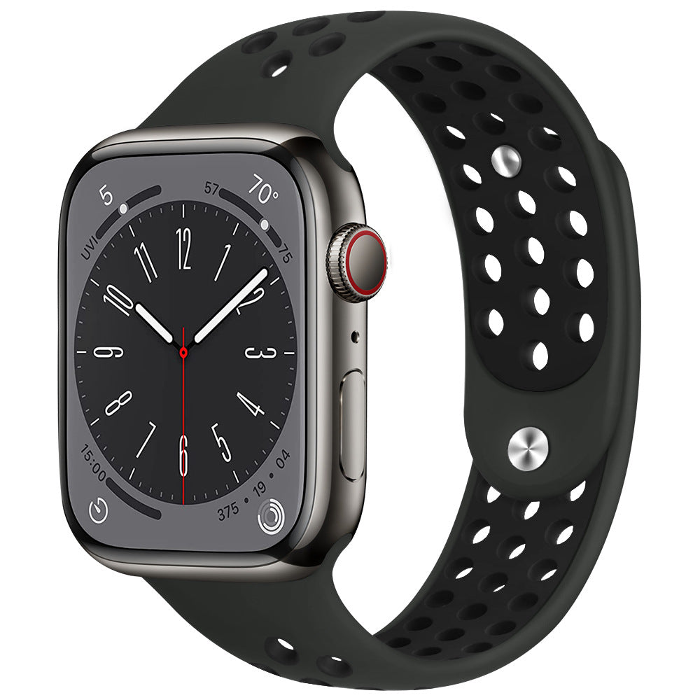 iBandGear AirFlow Sport Silicone Band for Apple Watch Breathable Performance Strap - Black