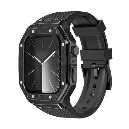 iBandGear Alloy Case with TPU Integrated Band for Apple Watch - Black Case + Black Band