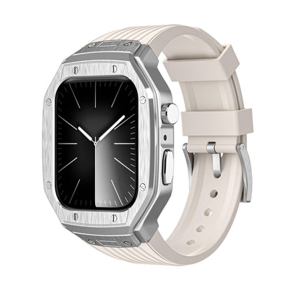 iBandGear Alloy Case with TPU Integrated Band for Apple Watch - Silver Case + Starlight Band