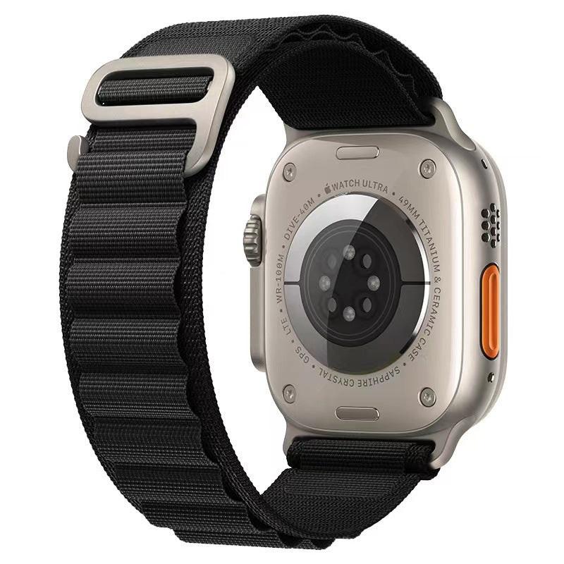 Black Alpine Loop nylon Apple Watch band with G-hook closure