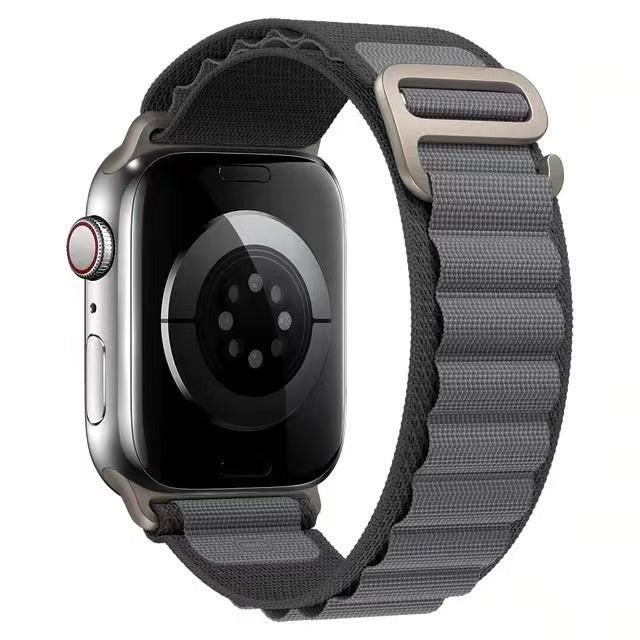 Black & Gray Alpine Loop nylon Apple Watch band with G-hook closure