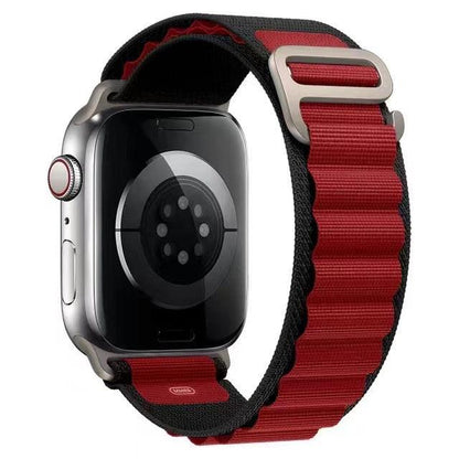 Black & Red Alpine Loop nylon Apple Watch band with G-hook closure
