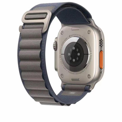 Blue Alpine Loop nylon Apple Watch band with G-hook closure