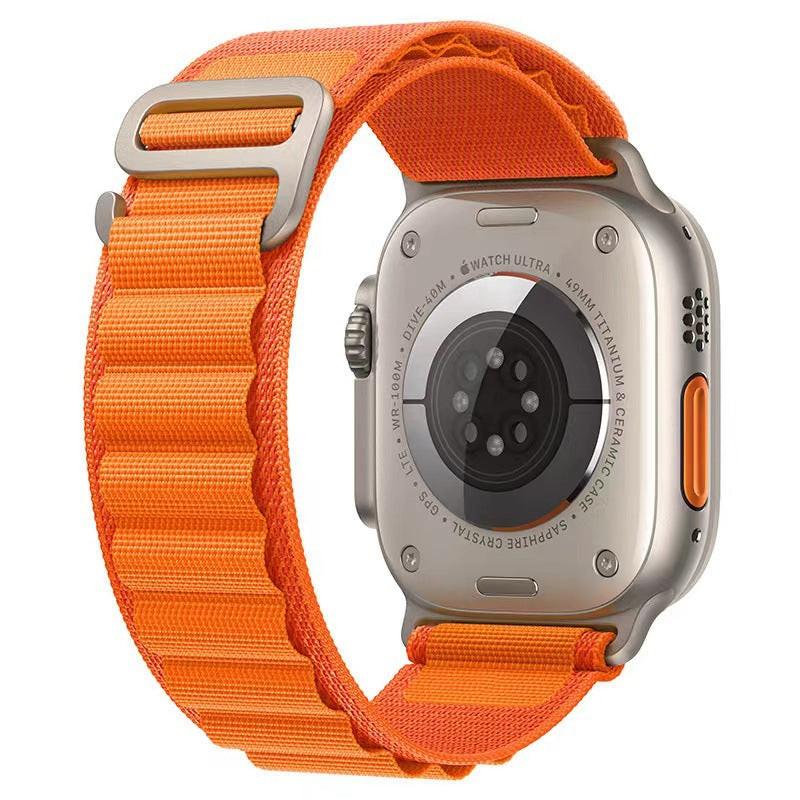 Orange Alpine Loop nylon Apple Watch band with G-hook closure