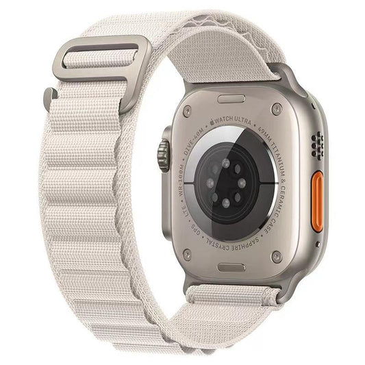 Pearl White Alpine Loop nylon Apple Watch band with G-hook closure